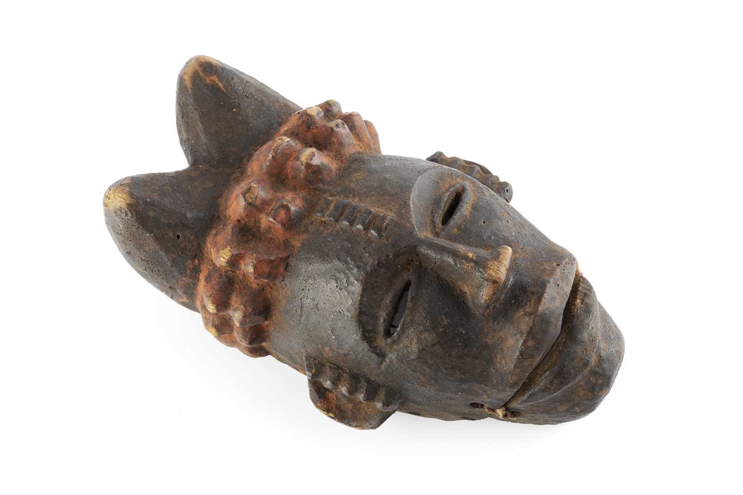 Lot 362 - An African wooden Aanang Ekpo puppet mask with...