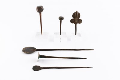 Lot 367 - A Ndebele bronze awl with disc terminal and...