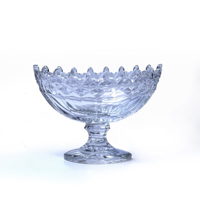 Lot 427 - Heavy oval glass fruit bowl probably Irish,...