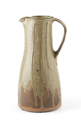 Lot 603 - Jim Malone (b.1946) Pitcher dripped green...