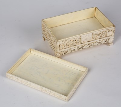 Lot 5 - A late 19th century Cantonese ivory casket,...