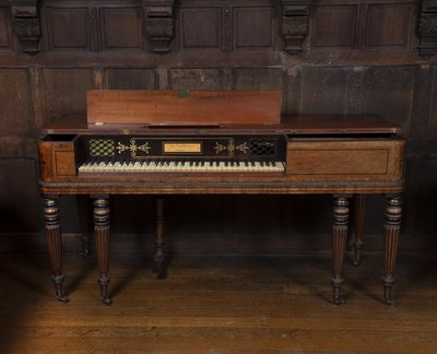 Lot 19 - A 19th century mahogany, ebony strung and...