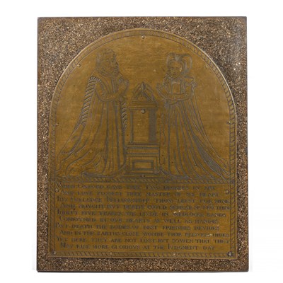 Lot 147 - An engraved replica brass memorial plate, the...