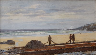 Lot 209 - Henry Martin (1835-1908) 'Newlyn' oil on panel,...