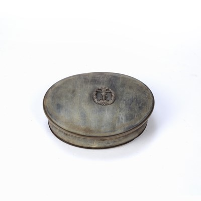 Lot 300 - A 19th century oval horn snuff box, the cover...