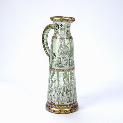 Lot 301 - A Bohemian glass ewer decorated with two bands...