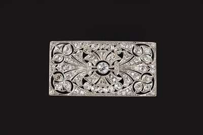 Lot 147 - An Art Deco style diamond panel brooch, the...