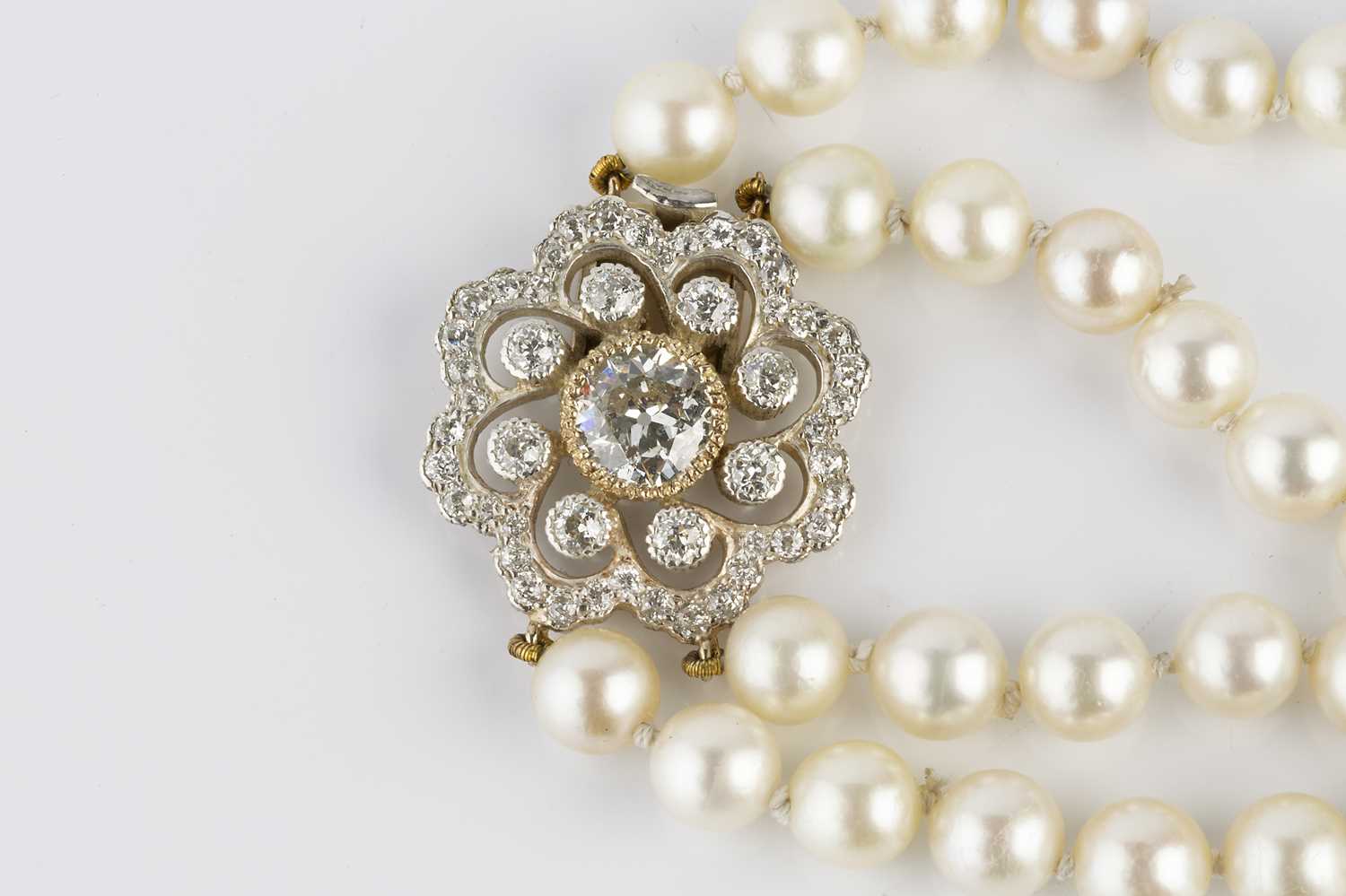 Lot 150 - A double strand cultured pearl necklace with...