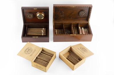 Lot 164 - A hardwood cigar humidor by Dunhill, with...