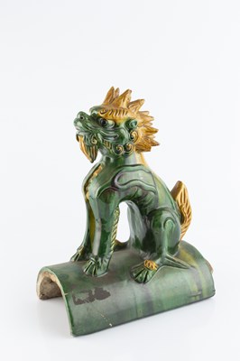 Lot 174 - A Chinese Tang style pottery ridge tile, in...