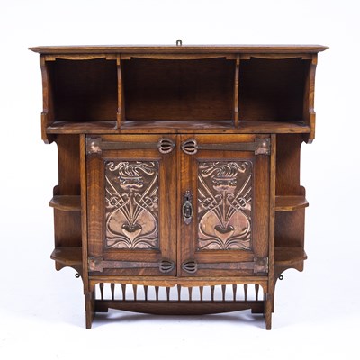 Lot 70 - Shapland and Petter Arts and Crafts, oak wall...