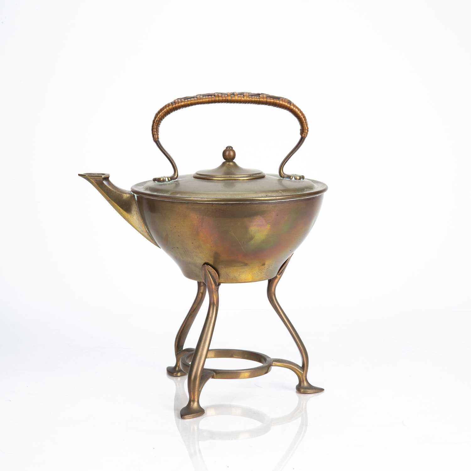 Lot 459 - W A S Benson (1854-1924) brass kettle on stand...