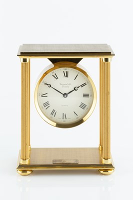 Lot 186 - A Swiss gilt brass portico timepiece, retailed...