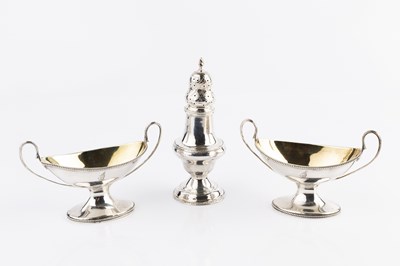 Lot 376 - A pair of George III silver oval twin handled...