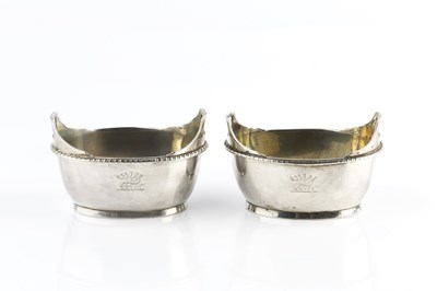 Lot 377 - A pair of George III silver oval salts, in the...