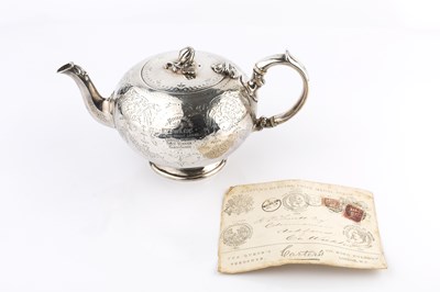 Lot 379 - A mid Victorian silver globular tea pot,...