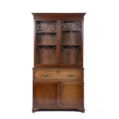 Lot 295 - A late George III mahogany secretaire bookcase...