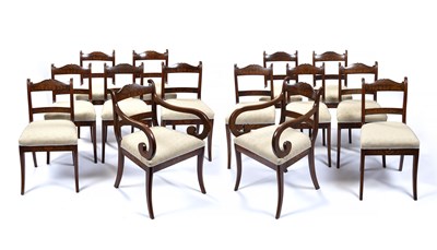 Lot 196 - A set of fourteen 19th century mahogany dining...