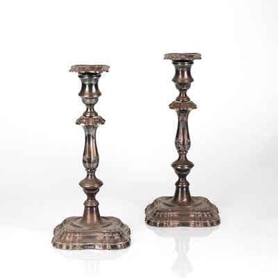 Lot 517 - Pair of silver candlesticks with loaded/filled...