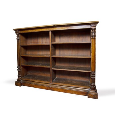 Lot 175 - A Victorian burr walnut open fronted bookcase,...