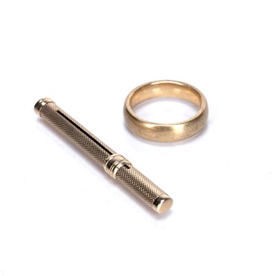 Lot 541 - 9ct gold wedding band or ring, size T/U, 9g...