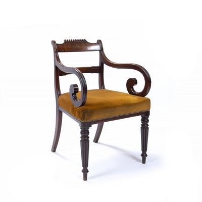 Lot 197 - A George IV mahogany elbow chair with...