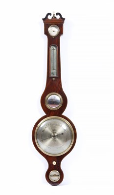 Lot 198 - A 19th century mahogany banjo barometer with...