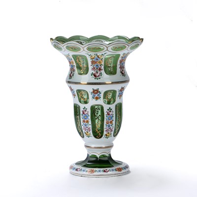 Lot 221 - A late 19th century Bohemian Moser green glass...