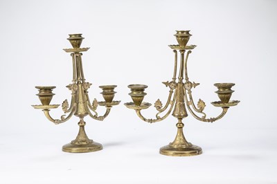 Lot 222 - A pair of late 19th century gilt bronze three...