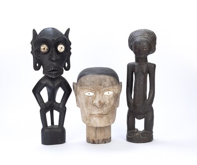 Lot 330 - Tribal interest, carved wooden head, possibly...