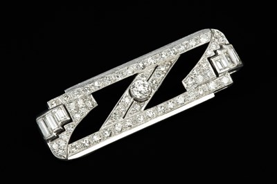 Lot 144 - An Art Deco diamond panel brooch, the shaped...