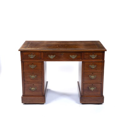 Lot 281 - A late Victorian walnut pedestal desk, the top...