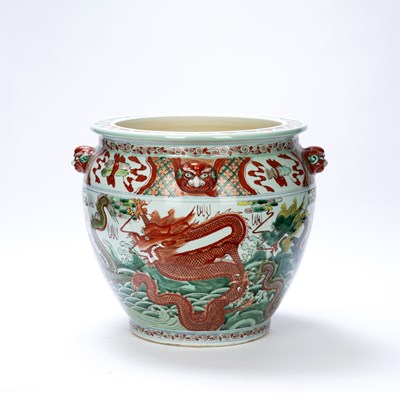 Lot 282 - A large 20th century Chinese ceramic fish bowl,...