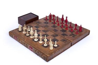 Lot 233 - A 19th century chess and backgammon leather...