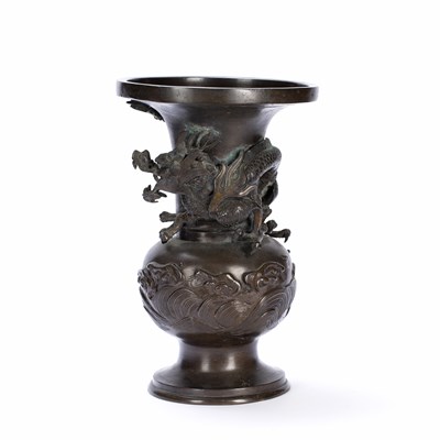 Lot 114 - A Japanese bronze baluster vase, with tapered...