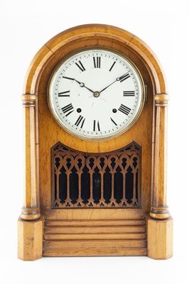 Lot 244 - A 19th century American oak bracket clock with...