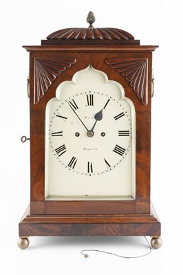 Lot 245 - A William IV mahogany table clock, the white...