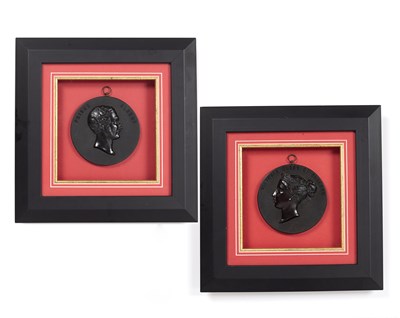 Lot 249 - A pair of ebonized framed Victorian Bois Durci...