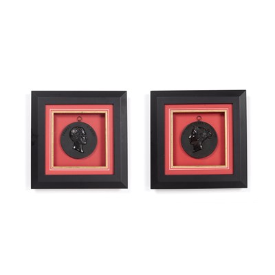 Lot 249 - A pair of ebonized framed Victorian Bois Durci...