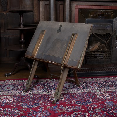 Lot 49 - A late Victorian oak folio stand with easel...