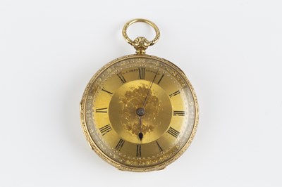 Lot 198 - A Victorian 18ct gold open face fob watch by E...