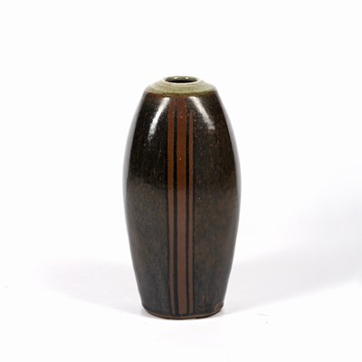 Lot 552 - John Jelfs (b.1946) Vase tenmoku with iron red...