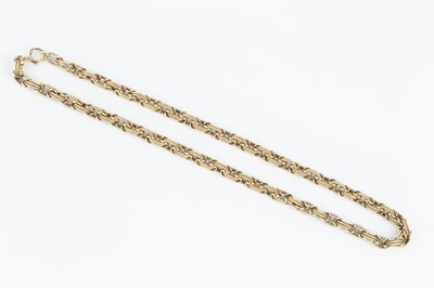 Lot 1 - A 9ct gold fancy-link chain, comprising a...