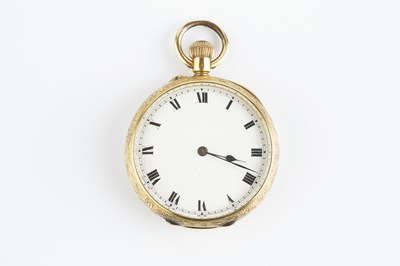 Lot 203 - An open face fob watch, the circular white...