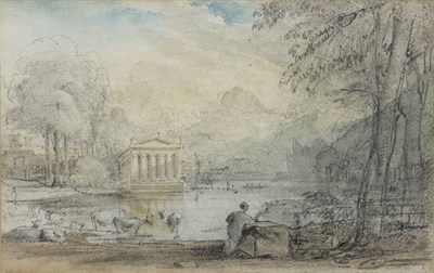 Lot 32 - John Varley (1778-1842) Ruins in a landscape,...