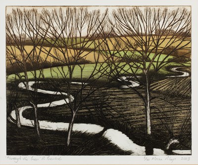 Lot 56 - Morna Rhys Through the trees, River Evenlode,...