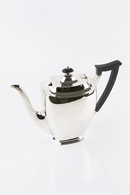 Lot 412 - A silver coffee pot, of rounded rectangular...