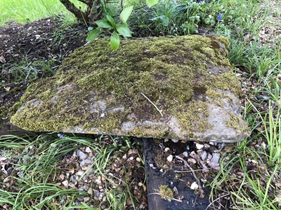Lot 690 - A pair of old square carved stone pier caps,...