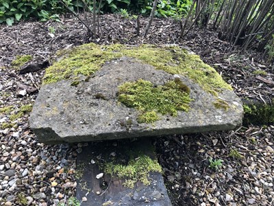 Lot 690 - A pair of old square carved stone pier caps,...