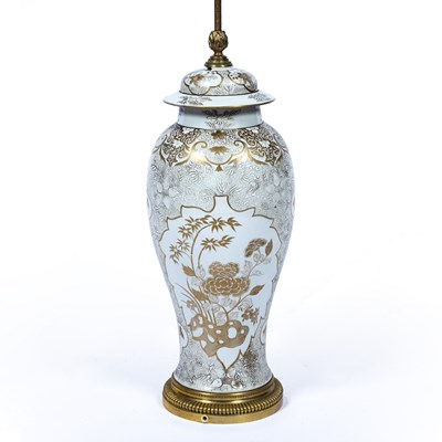 Lot 451 - A Continental porcelain lamp base